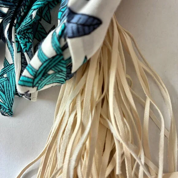 Purse Charm with CreamTassel and Botanical Print Scarf Sash - Picture 3 of 3